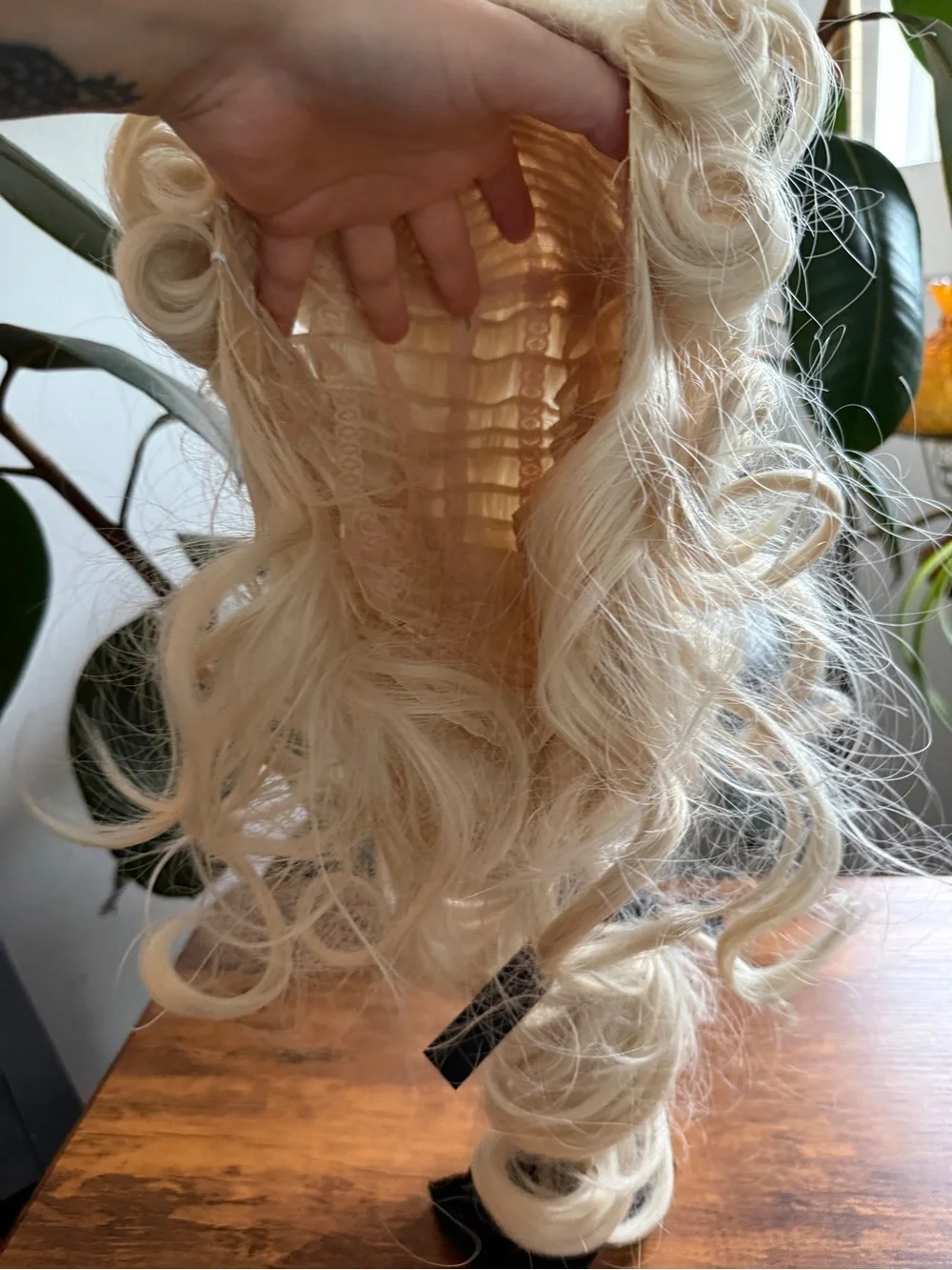 Colonial Judge Costume Wig Platinum Blonde Curly Halloween Theatrical Wig